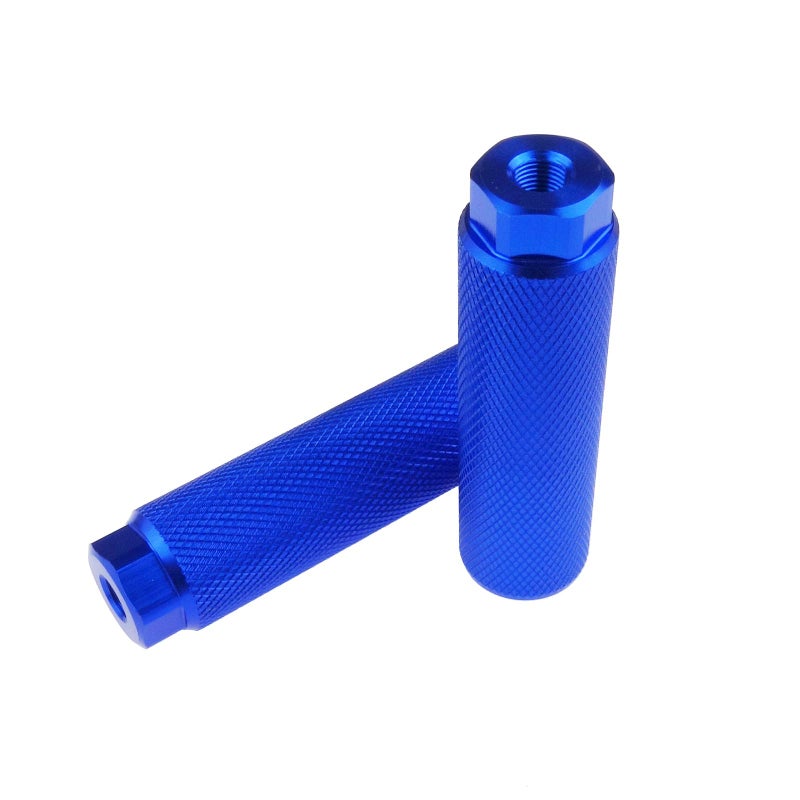Zelerdo 2 Pairs Aluminum Alloy Bike Pegs for Mountain Bike Cycling Rear Stunt Pegs Fit 3/8 inch Axles (Pure Black and Blue, 100x28 mm) - Image 5